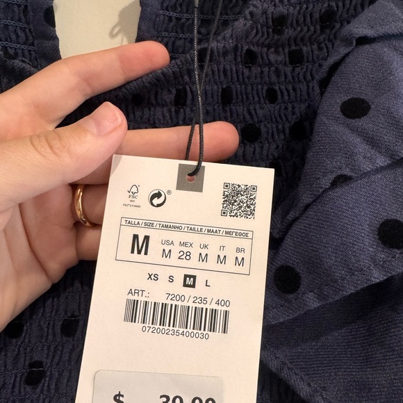 Blue Ruffled Crop Blouse - Picture 2 of 5